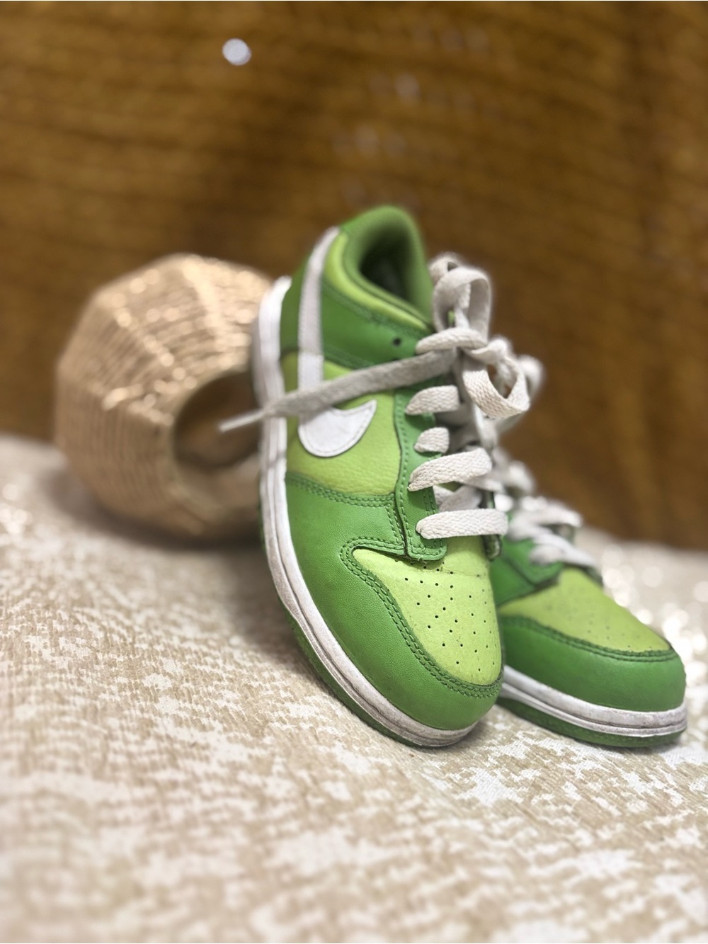 Nike Kids Green and White Low-Top Sneakers